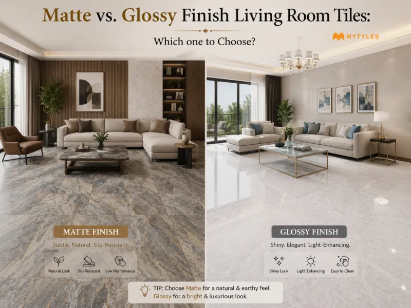 Matte vs. Glossy Finish Living Room Tiles: Which one to Choose?