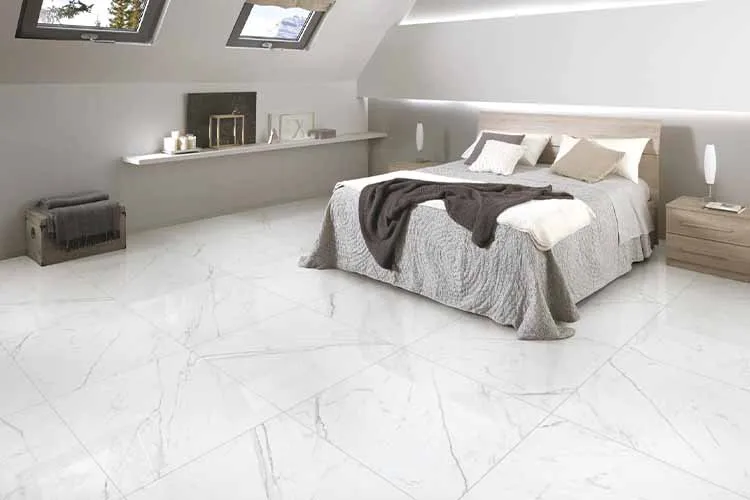 White bedroom tiles design idea