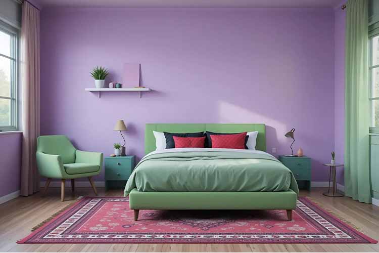 Lavender mint green bedroom color combination