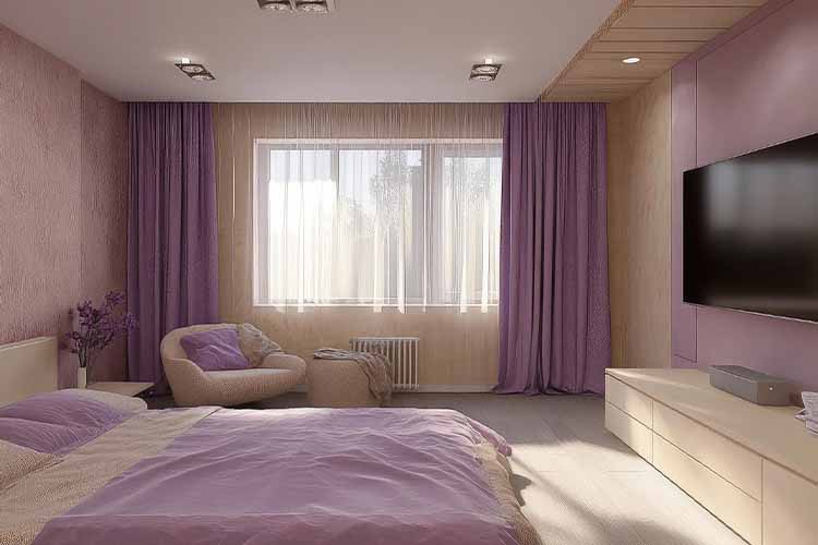 Beige purple bedroom color combination