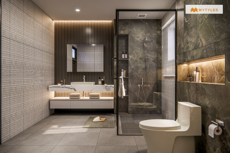 textured bathroom tiles