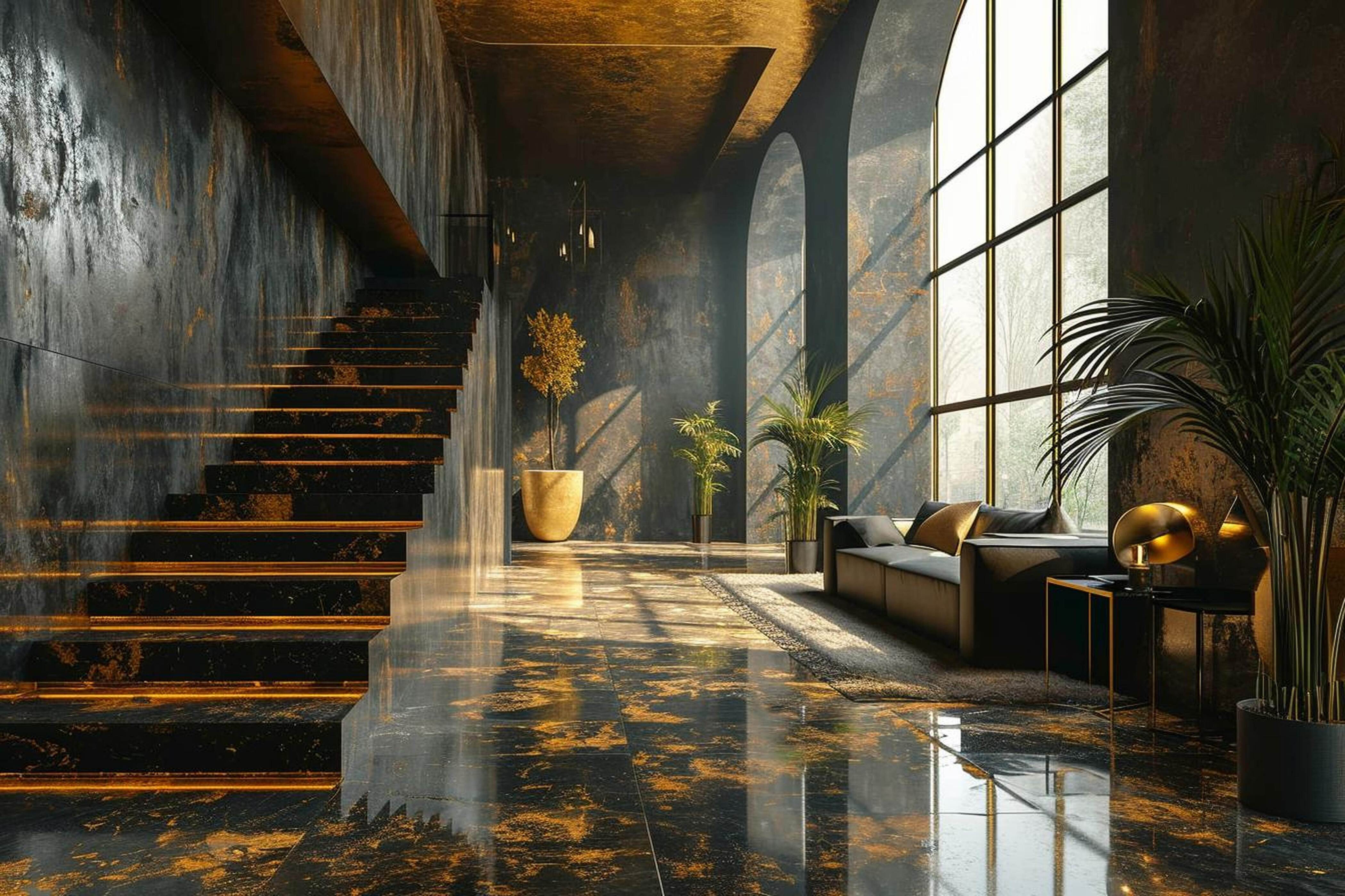 Black and Gold tile color combination