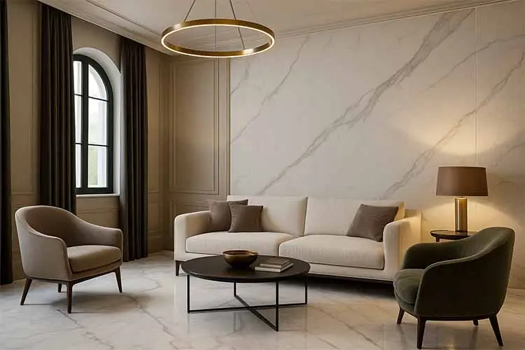 Living room floor tiles design ideas for modern spacious look