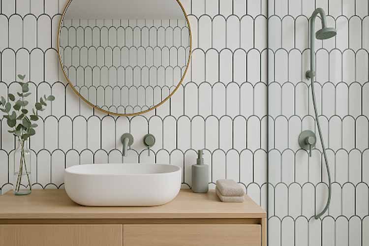 Fish Scale Bathroom Tiles Design Idea