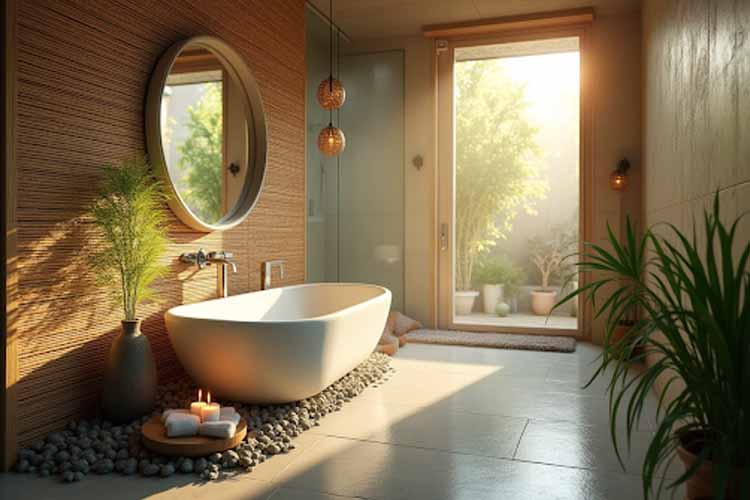 Textured Bathroom Tiles Design Idea