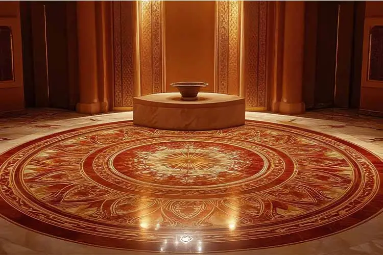 Pooja room floor tiles design ideas with serene simple look