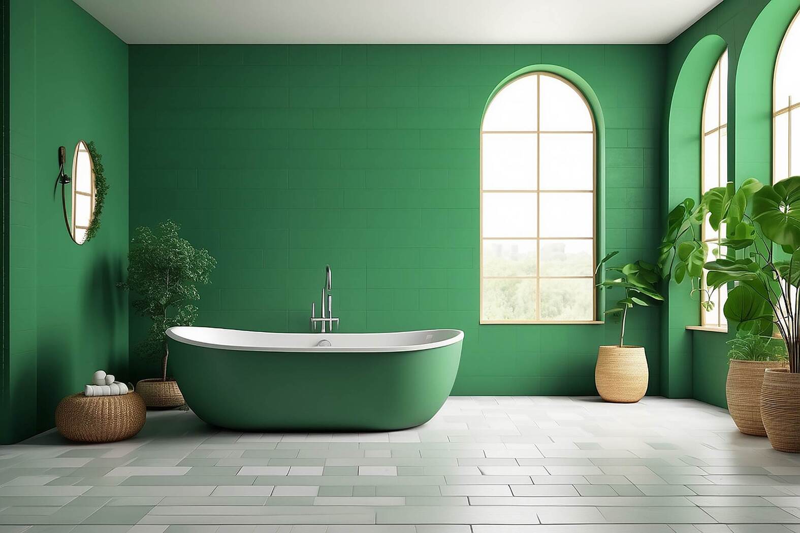 Green and White tile color combination