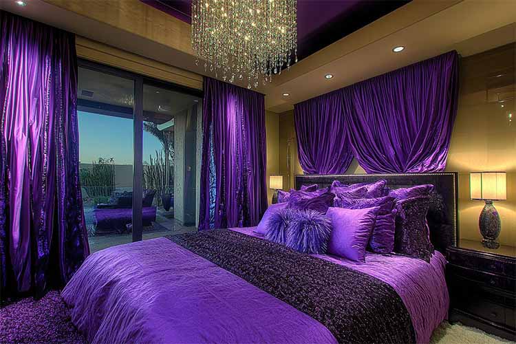 Purple gold bedroom color combination