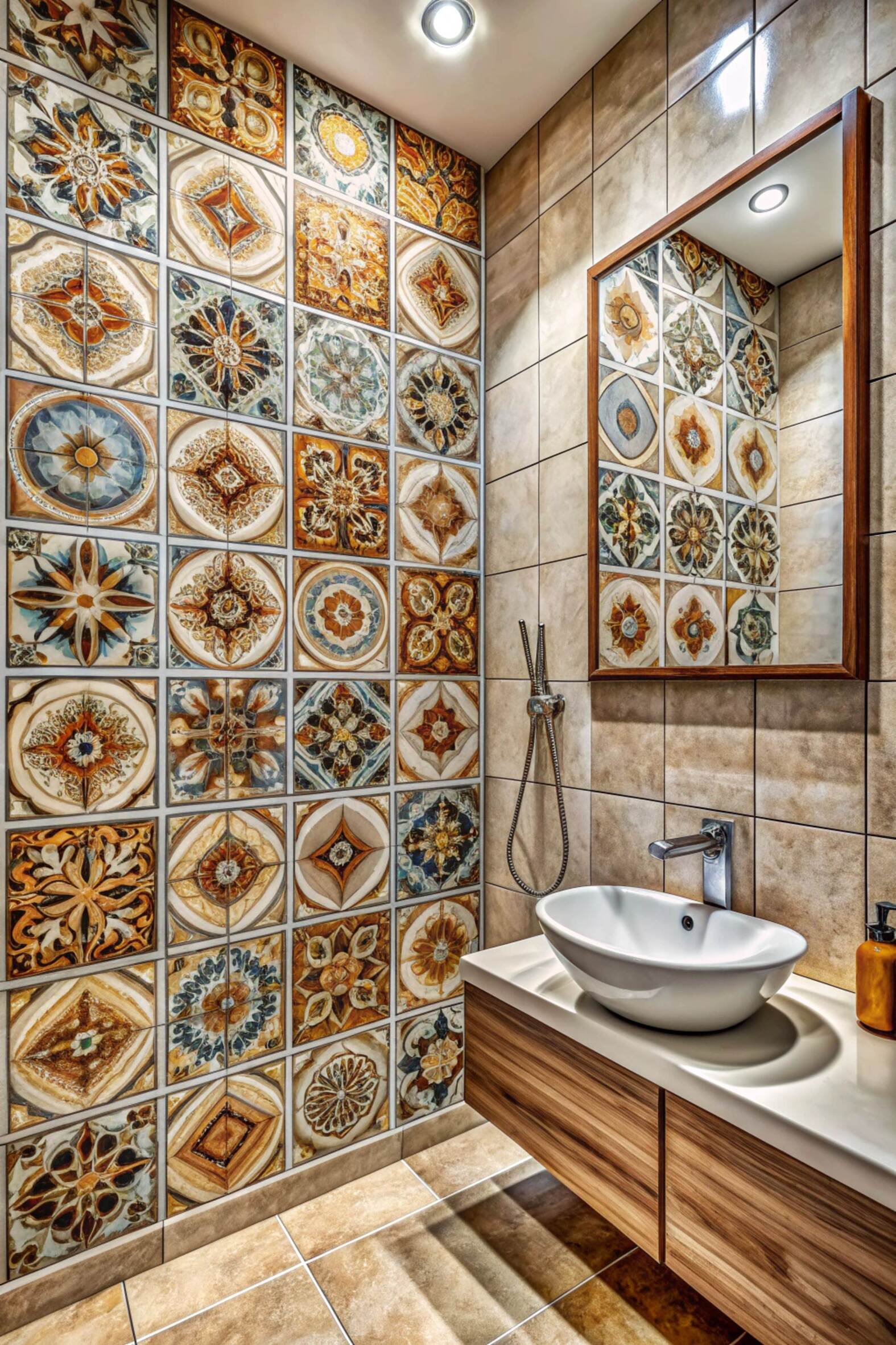 Beige and Brown tile color combination