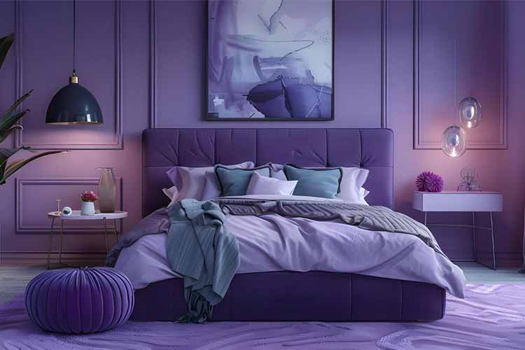 Blue purple bedroom color combination