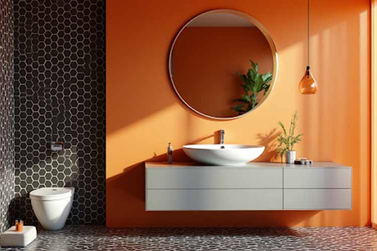 Hexagonal Bathroom Tiles Design Idea