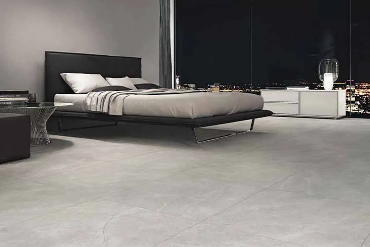 Grey bedroom tiles design idea