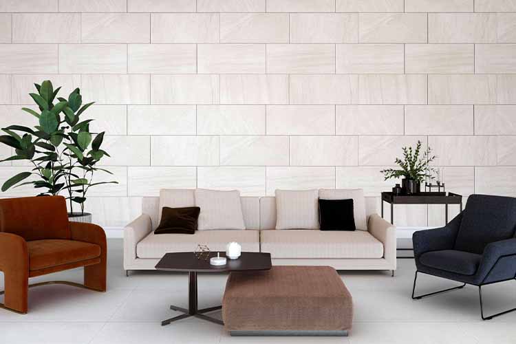 Subway tile half wall design idea for classic living room interiors