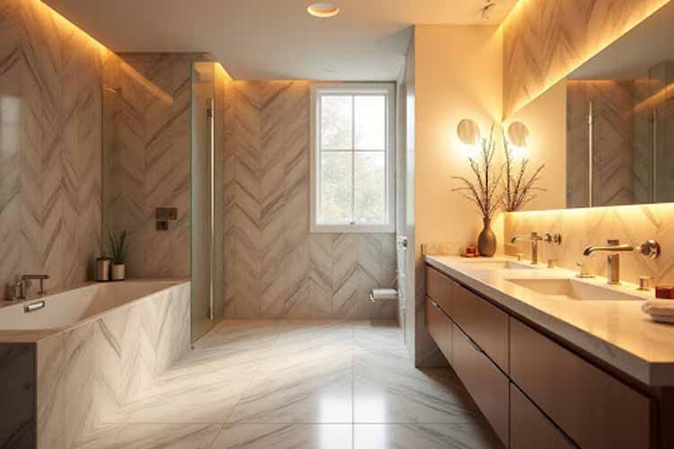 Chevron Bathroom Tiles Design Idea