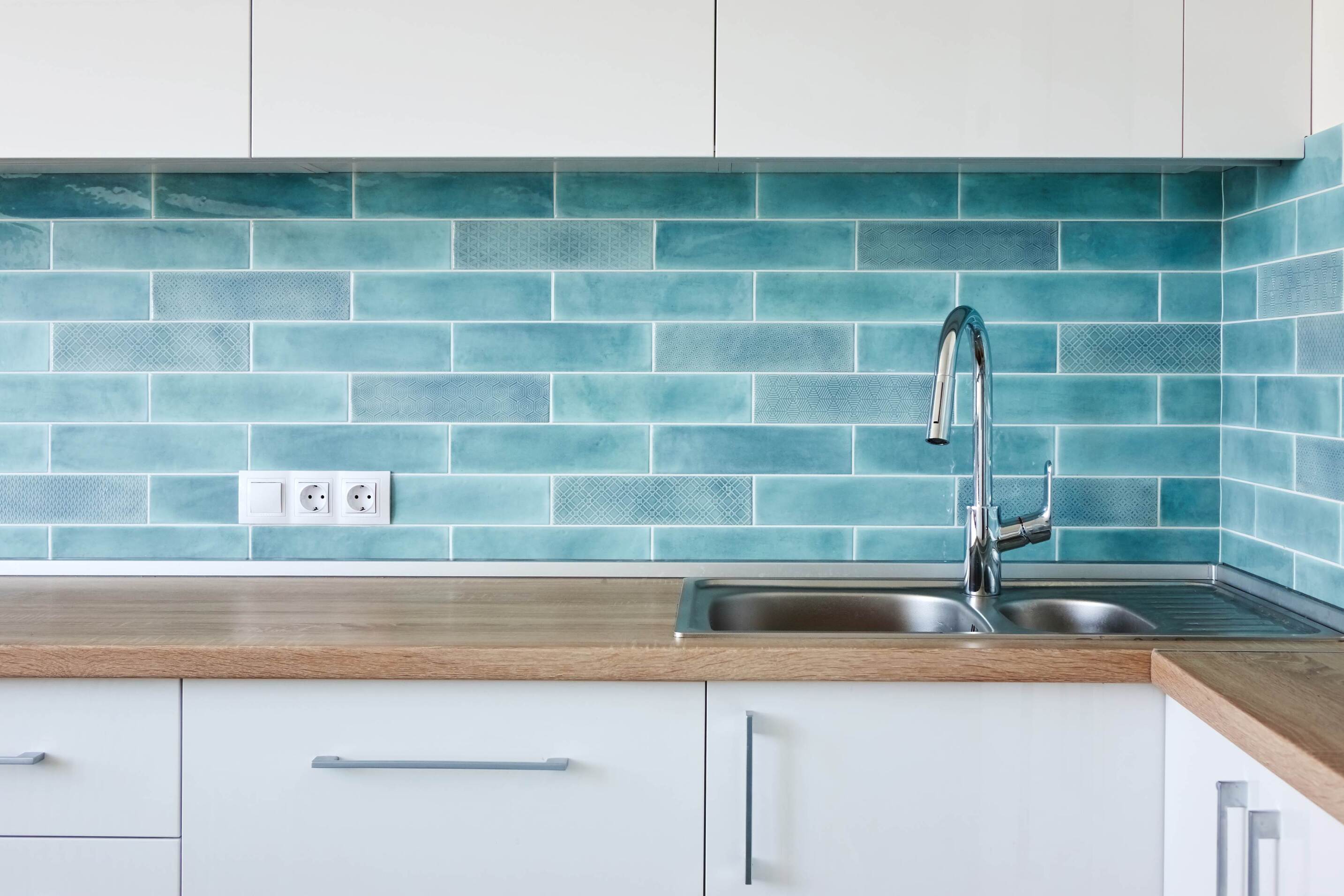 Teal and Beige tile color combination
