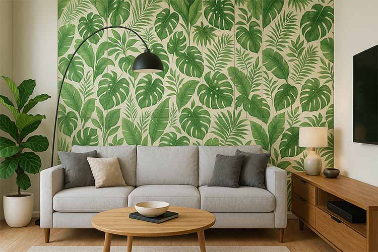 tropical wall tile ideas to hide bad walls