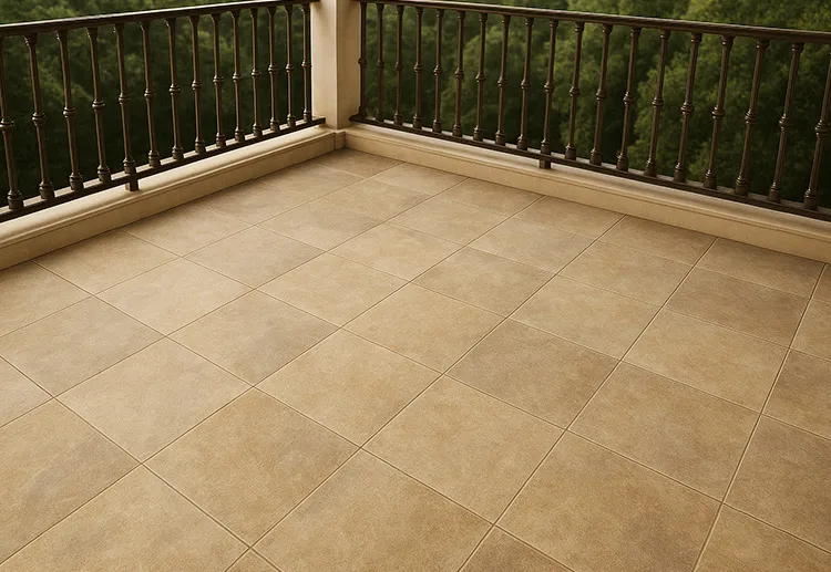 Stone-effect balcony tiles design idea