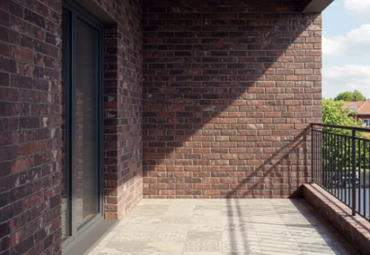 Brick-finish balcony tiles design idea