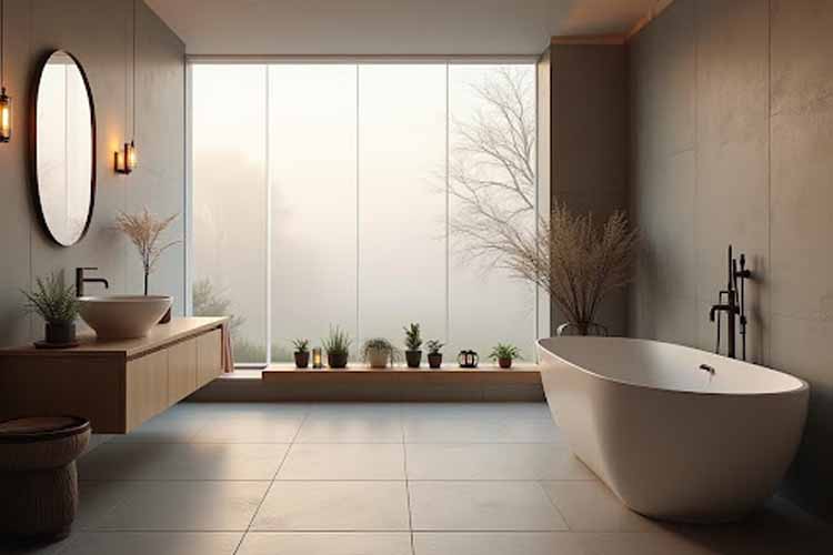 Large Format Bathroom Tiles Design Idea