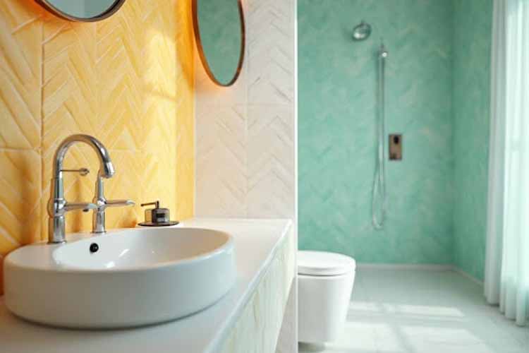 Herringbone Bathroom Tiles Design Idea