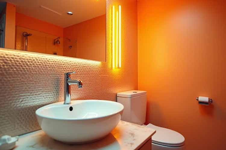 Metallic Bathroom Tiles Design Idea