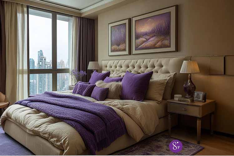 Purple brown bedroom color combination