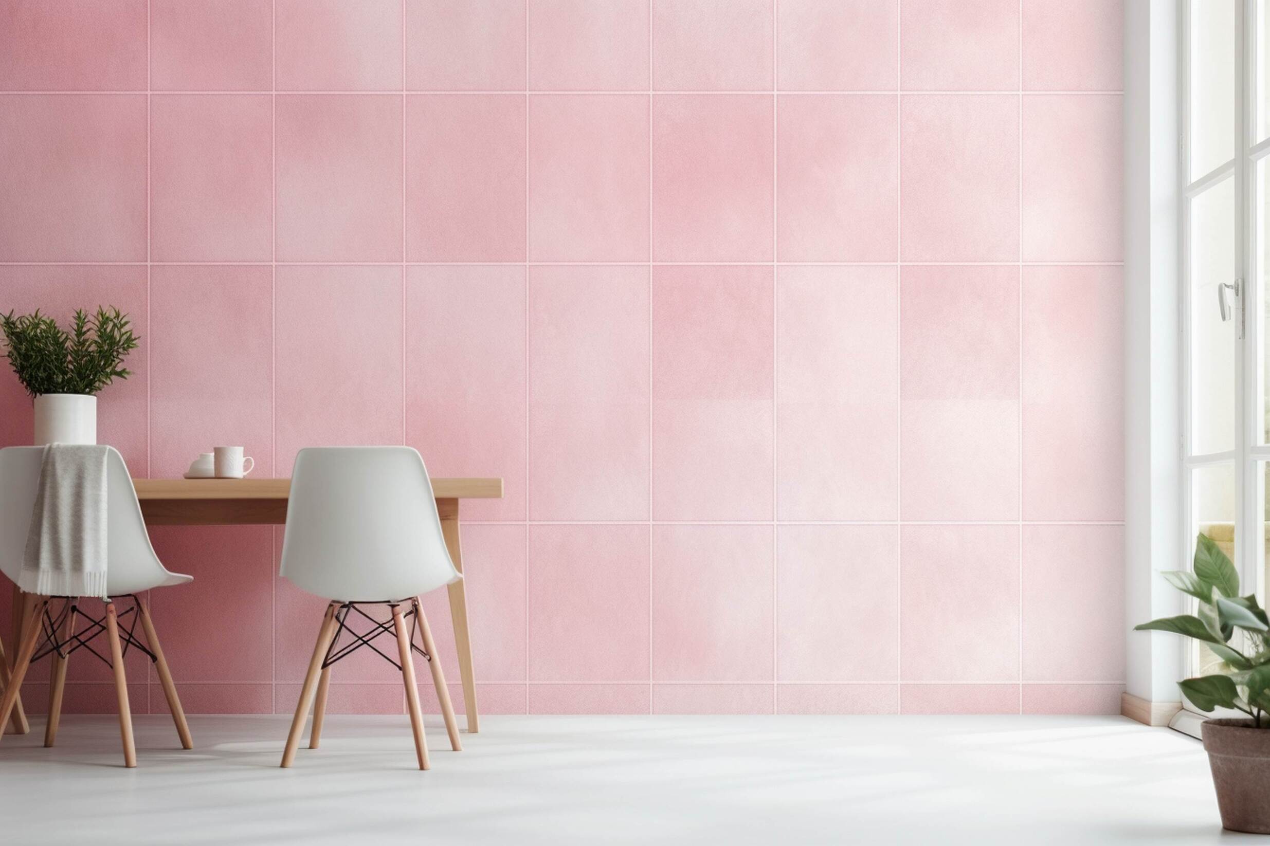 Soft Pink and White tile color combination