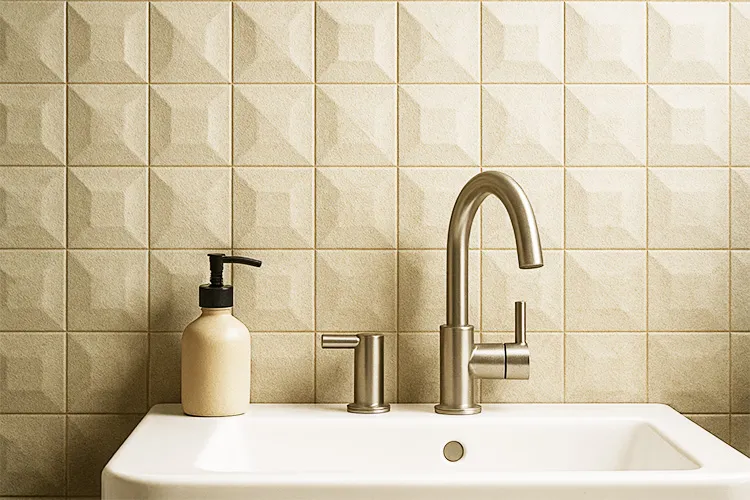 3D wall tiles with a bold embossed pattern