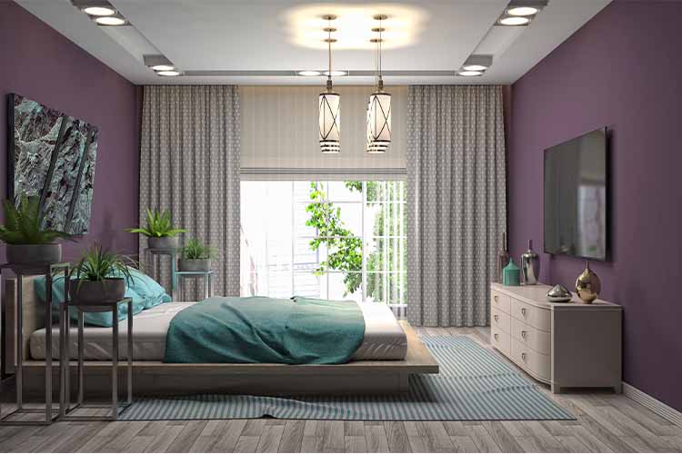 Purple green bedroom color combination