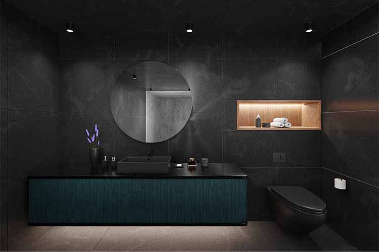 Dark Bathroom Tiles Design Idea