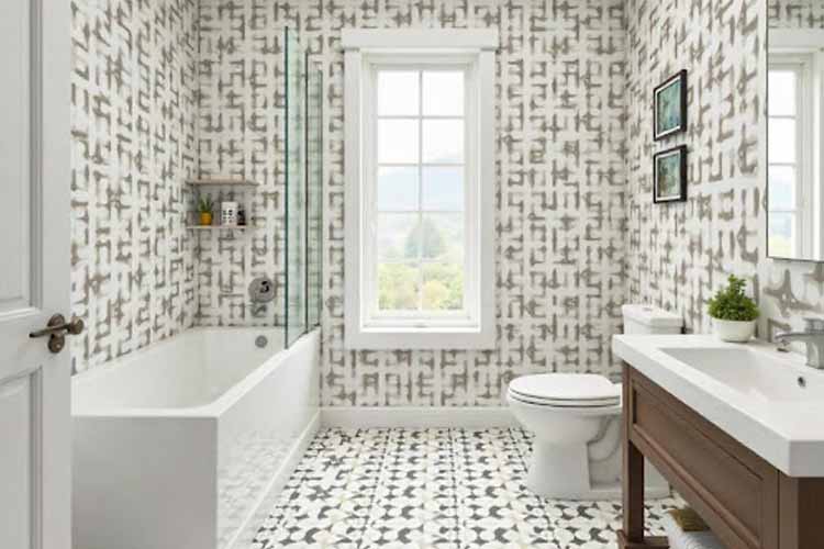Patterned Bathroom Tiles Design Idea