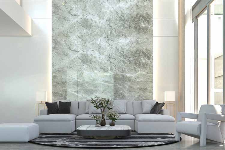 Marble half wall tile design idea for luxury living room walls