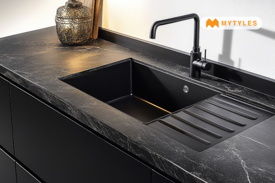 kitchen sink with drainboard