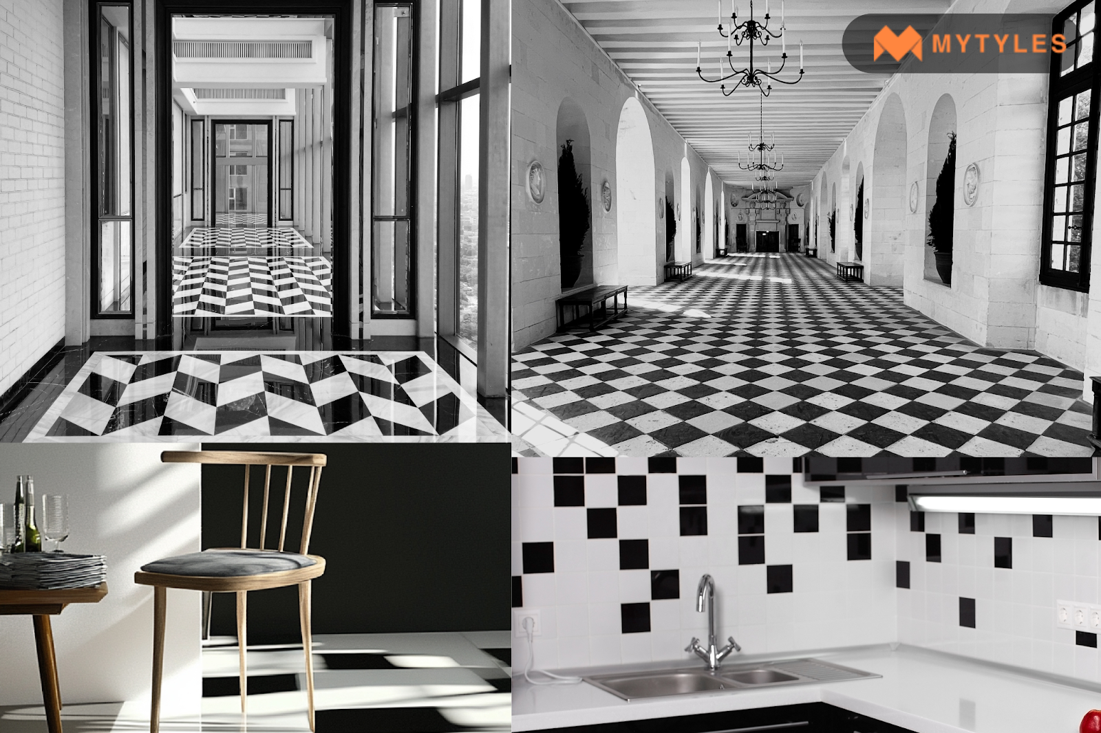 black and white tile design