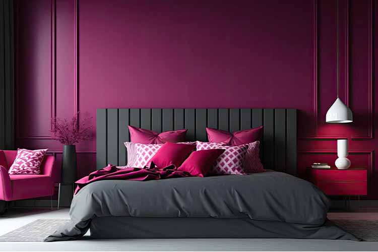 Purple black bedroom color combination
