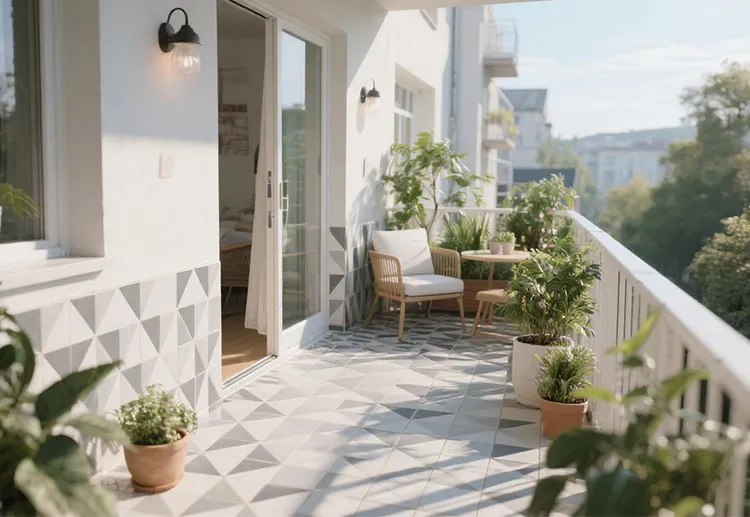 Matte finish balcony tiles design idea