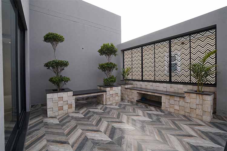 Geometric Balcony Tile Design Idea