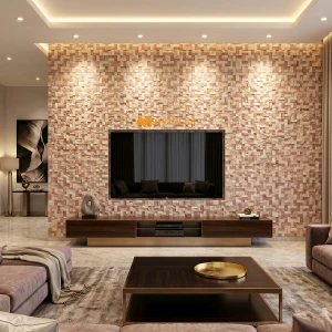 undefined-Natural Stone Cladding Code 15654- White Pink Marble Stone Mosaic (9Pcs )