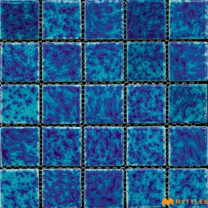 undefined-Blue Swimming Pool Mosaic Floor and Wall Tile Code39346 (303x303mm, Glossy)