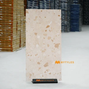 undefined-Vitrified Cream Terrazzo Floor and Wall Tile Code38906 (600x1200mm, Matt)