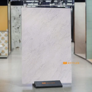 undefined-Crema Delicato White Marble Look Vitrified Slab Tile Code37193