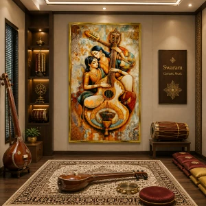 undefined-Vitrified Orange Guitar Poster Wall Tile Code32848 (4x6 Feet, Glossy)