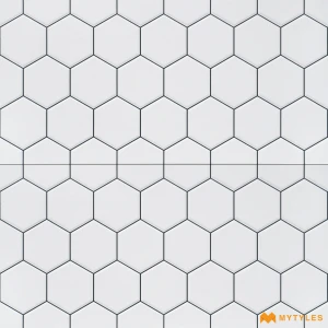 undefined-White Alabaster Hive Matt Ceramic Hexagon Wall Tile Code39595 300x600mm 6Pc