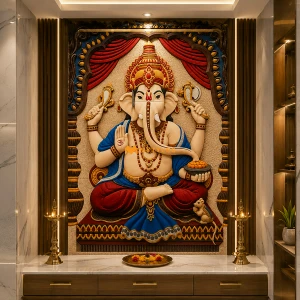 undefined-Ganesha Poster Wall Tile Code24283 (4x6 Feet, Glossy, 3Pcs)-KC-2385