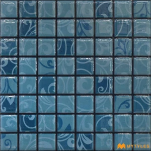 undefined-Blue Swimming Pool Mosaic Floor and Wall Tile Code38522 (200x200mm, Luster Gloss)