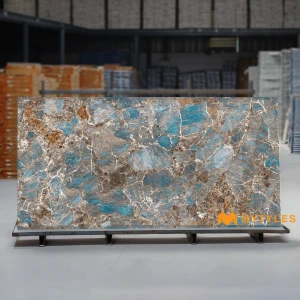undefined-Amazonite Blue Marble Look Vitrified Slab Tile Code38722