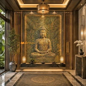 undefined-Moss Green Buddha Sugar Poster Tile Code39109 1200x2400mm 4Pc