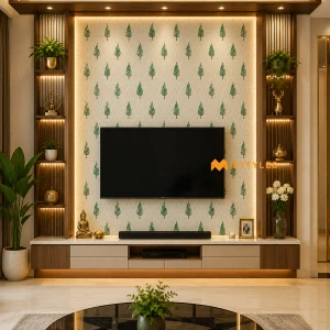 undefined-Vitrified Cream Tropical Poster Wall Tile Code37905 (4x8 Feet, Matt)