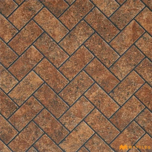 undefined-Brown Brick Weave Vitrified Digital Parking Tile Code39131 600x600mm 3Pc 12mm