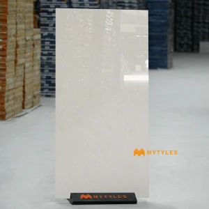 undefined-Flurry White Glossy Double Charged Marble Vitrified Tile Code38889 600x1200mm2Pc